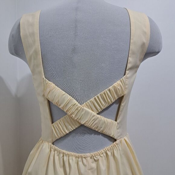 Rihoas Square Neck Criss Cross Back Sleeveless Midi Dress Light Yellow Small NWT - Picture 12 of 14
